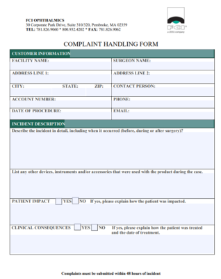 Vignette Customer Complaint Form